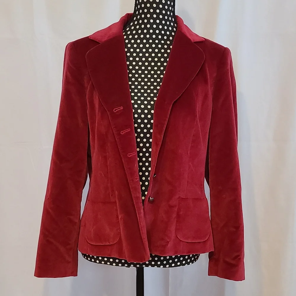 Talbot Petites Burgundy Velvet Looking Jacket - Picture 12 of 12